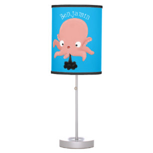 Cute pink baby octopus cartoon humour table lamp