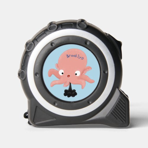 Cute pink baby octopus cartoon humour tape measure
