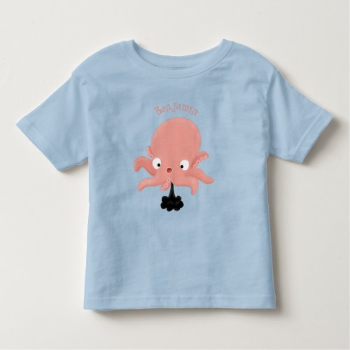 Cute pink baby octopus cartoon humour toddler t_shirt