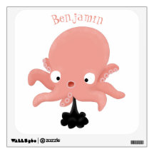 Cute pink baby octopus cartoon humour