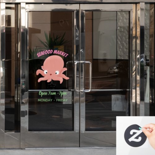 Cute pink baby octopus cartoon humour window cling