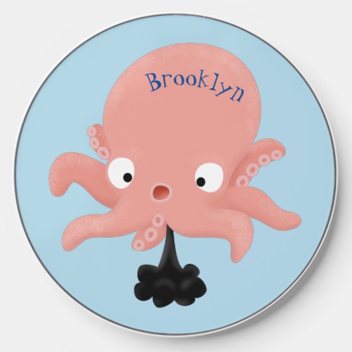 Cute pink baby octopus cartoon humour wireless charger 