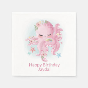 Cute Pink Baby Octopus Napkins