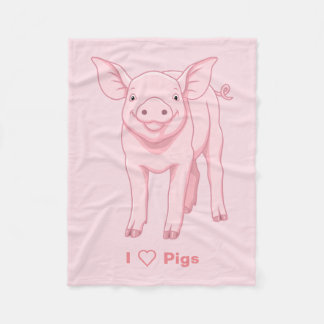 Cute Pink Baby Piglet Fleece Blanket