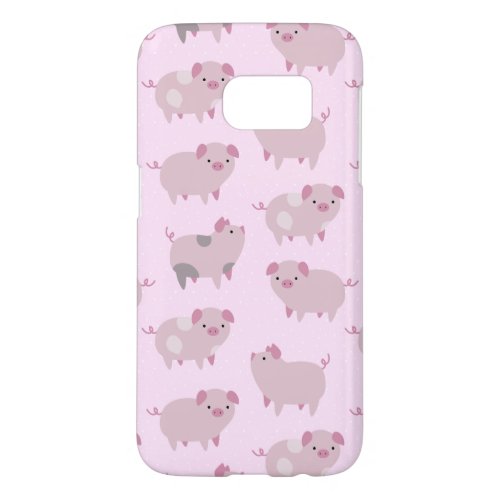 Cute Pink Baby Piglets Pattern  Dots Samsung Galaxy S7 Case