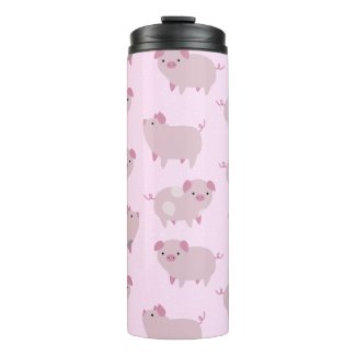Cute Pink Baby Piglets Pattern & Dots