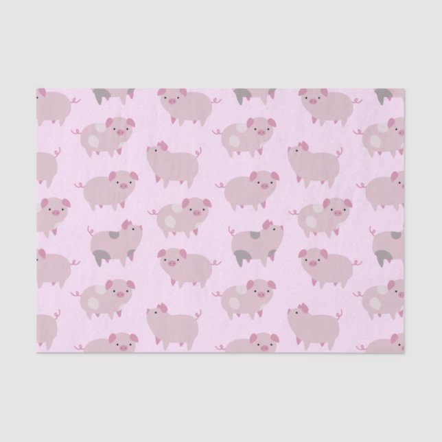 Cute Pink Baby Piglets Pattern & Dots Tissue Paper (Front)
