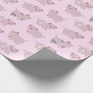 Cute Pink Baby Piglets Pattern & Dots Wrapping Paper
