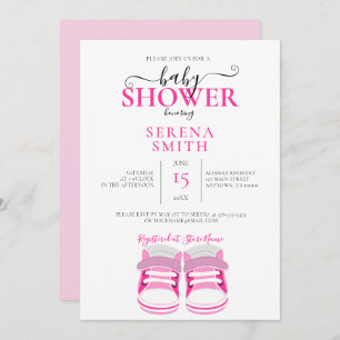 Cute Pink Baby Shoes BABY SHOWER Invitation