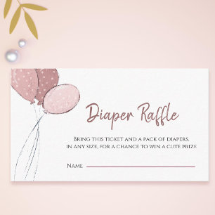 Cute Pink Baby Shower Diaper Raffle Enclosure Card