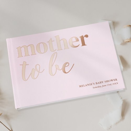 Cute Pink Baby Shower Rose Gold Foil Foil Guest Book