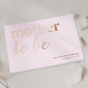 Cute Pink Baby Shower Rose Gold Foil Guest Book