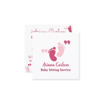 Cute Pink Baby Sitter Daycare Nursery Square Business Card Cute Pink Baby Sitter Daycare Nursery Square Business Card