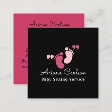 Cute Pink Baby Sitter Daycare Nursery Square Business Card