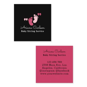 Cute Pink Baby Sitter Daycare Nursery Square Business Card Cute Pink Baby Sitter Daycare Nursery Square Business Card