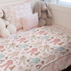 Cute Pink Baby's First Christmas Baby Blanket