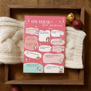 Cute Pink Baby's First Christmas Memory Keepsake Invitation