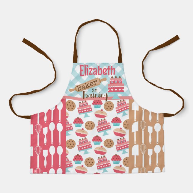 Cute Pink Baker in Training Personalized Apron (Front)