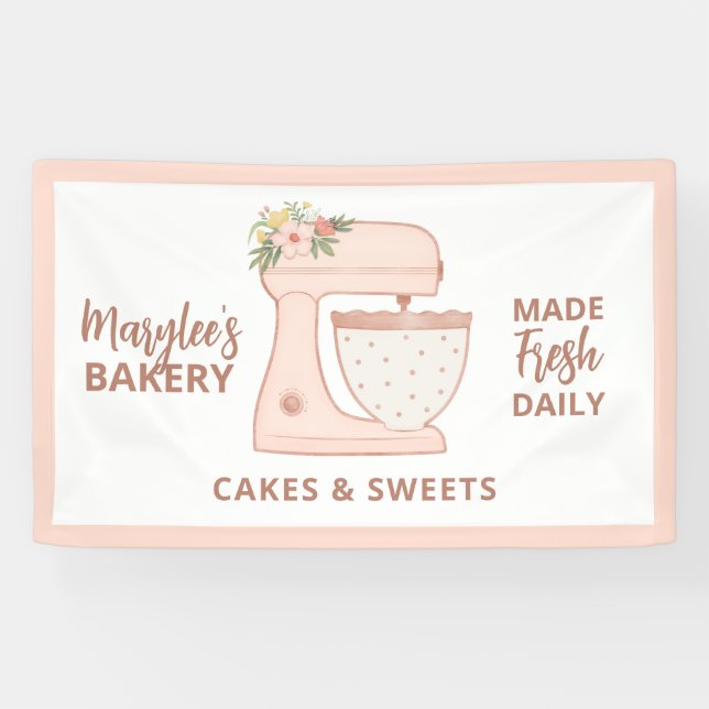 Cute Pink Bakery Business Pastry Chef Banner (Horizontal)