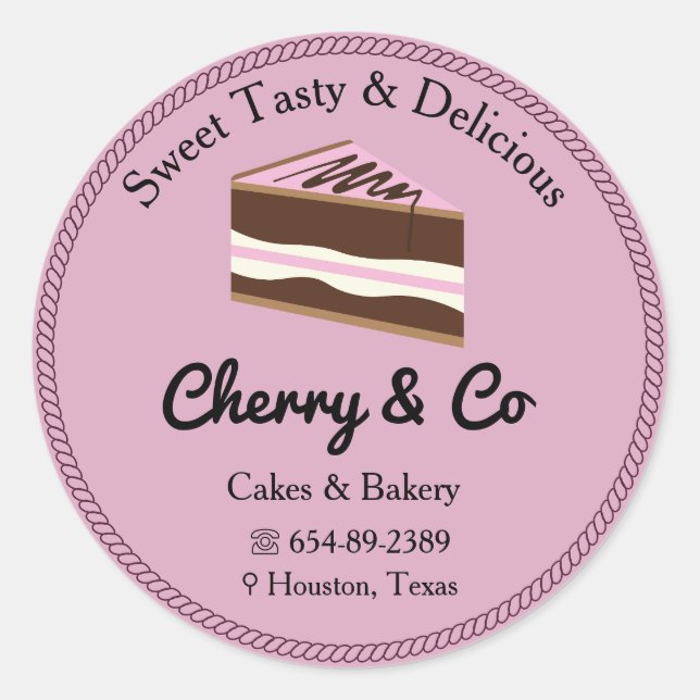 Cute Pink Bakery Label Sticker (Front)