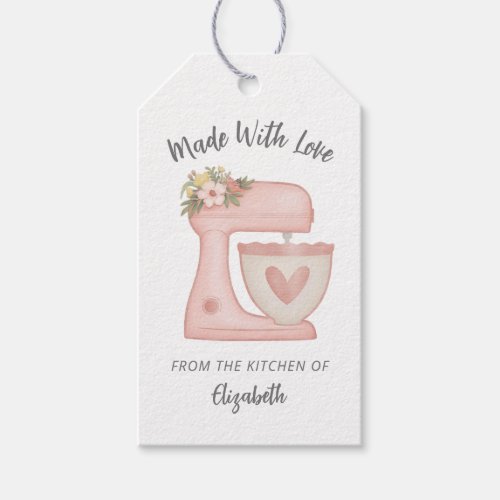Cute Pink Bakery Mixer Made With Love Gift Tags