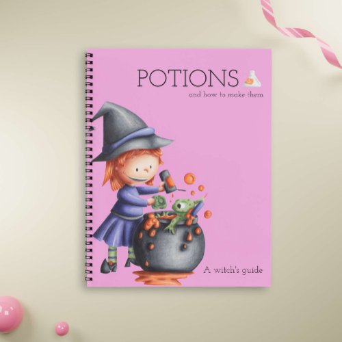 Cute Pink Baking Witch Home Living Recipe Notebook