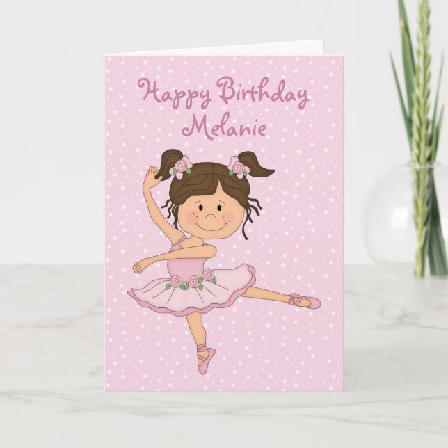 Cute Pink Ballerina 1 Birthday Card (Front)