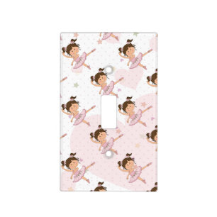Cute Pink Ballerina 1 Pattern Hearts and Stars Light Switch Cover
