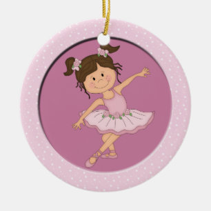 Cute Pink Ballerina 2 Ballet Star Ceramic Ornament