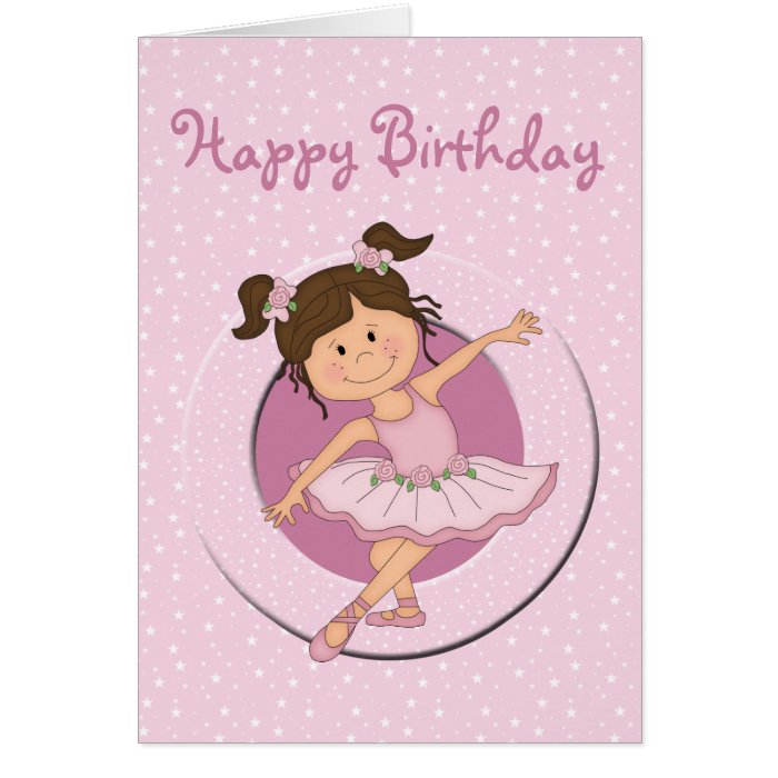 Cute Pink Ballerina 2 Birthday Card