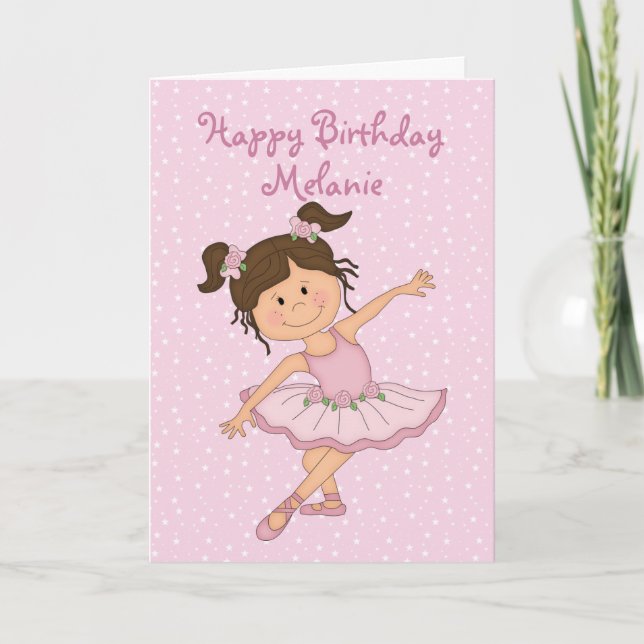 Cute Pink Ballerina 2 Birthday Card (Front)