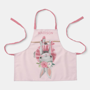 Cute Pink Ballerina Ballet Bunny Personalized Apron