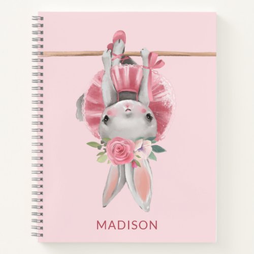 Cute Pink Ballerina Ballet Bunny Personalized Notebook