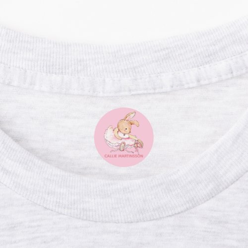 Cute Pink Ballerina Bunny Childs Name Kids Labels