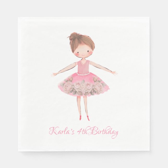 Cute Pink Ballerina Dancer Napkins (Front)