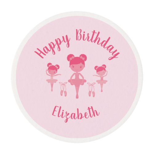 Cute Pink Ballerina Edible Frosting Rounds