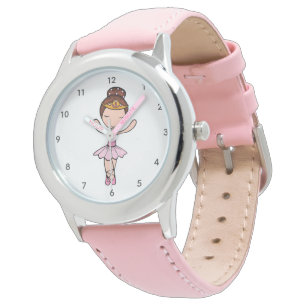 Cute Pink Ballerina Girl with Tiara Watch