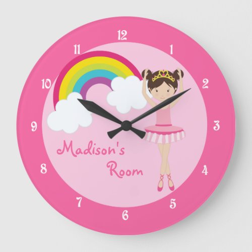 Cute Pink Ballerina Large Clock