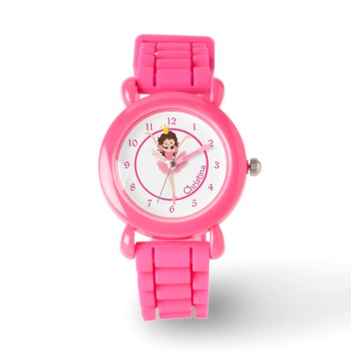 Cute Pink Ballerina Personalized Kids Watch