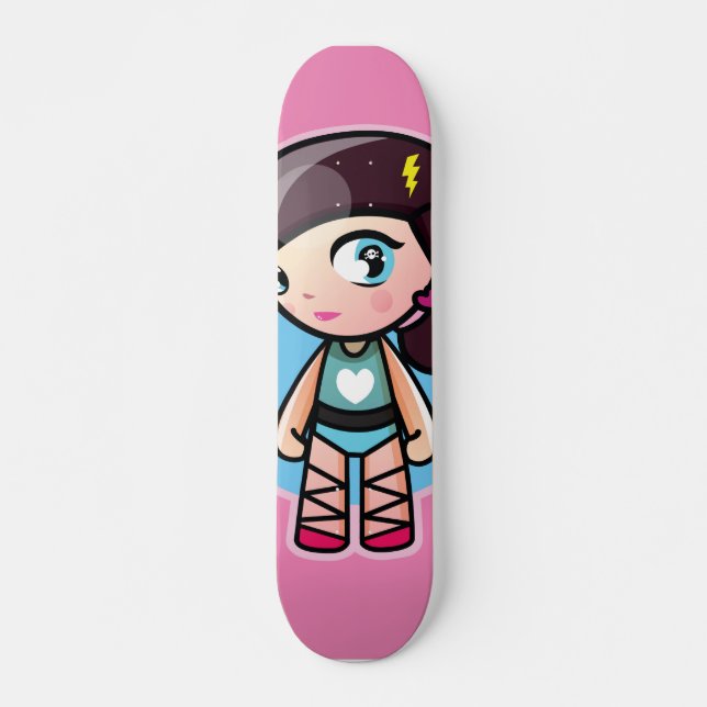 cute pink ballerina skateboard deck (Front)