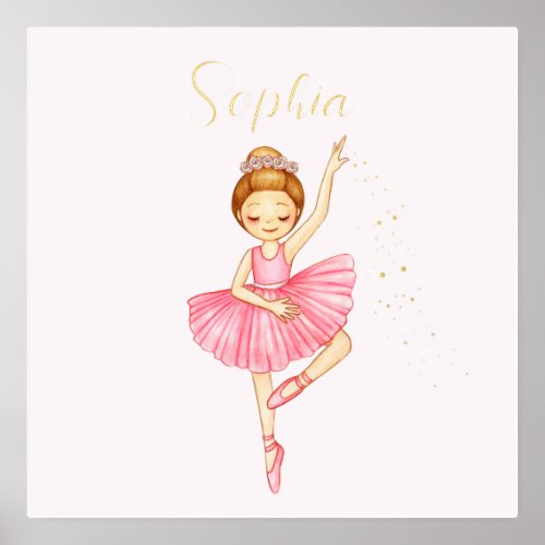 Cute Pink Ballerina Star Dust Nursery  Foil Prints