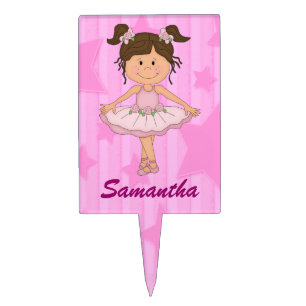 Cute Pink Ballerina Stars and Stripes Cake Topper