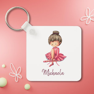 Cute Pink Ballet Dancer Girl Keychain