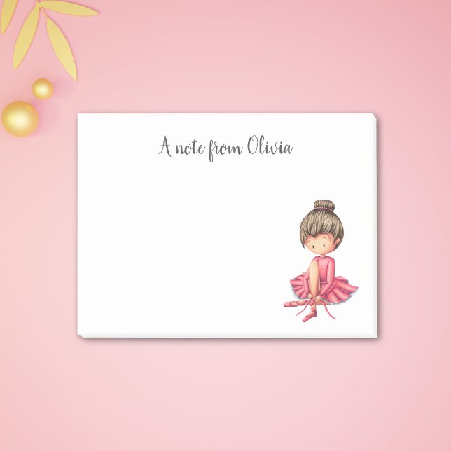 Cute Pink Ballet Dancer Post-it Notes (Creator Uploaded)