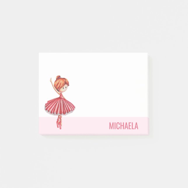 Cute Pink Ballet Dancer with Tutu Notes (Front)