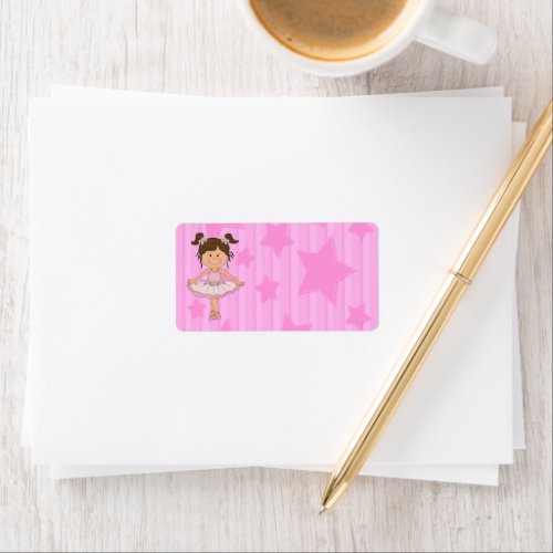 Cute Pink Ballet Girl On Stars and stripe Label