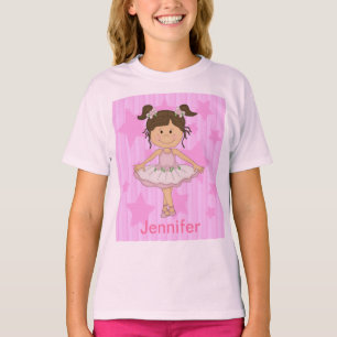 Cute Pink Ballet Girl On Stars and stripe T-Shirt