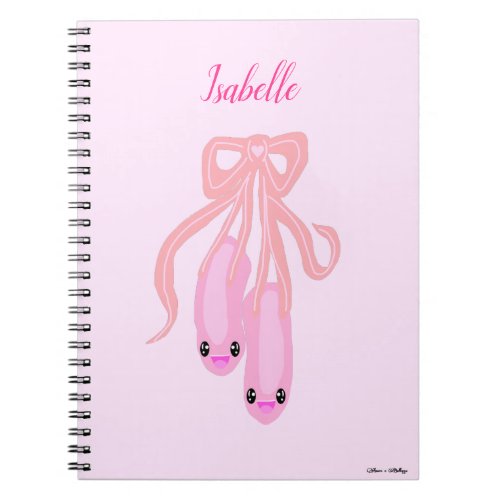 Cute Pink Ballet Shoes Pointe Girls Personalized Notebook