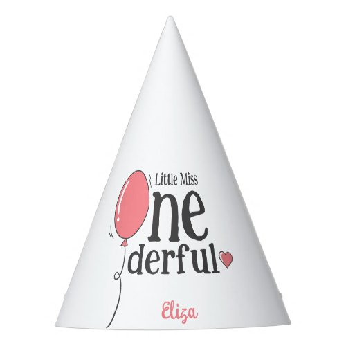 Cute Pink Ballon Little Miss Onederful Birthday Party Hat