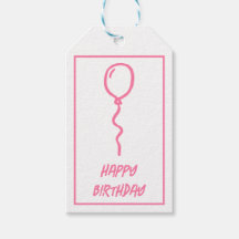 Cute Pink Balloon Birthday Gift Tags
